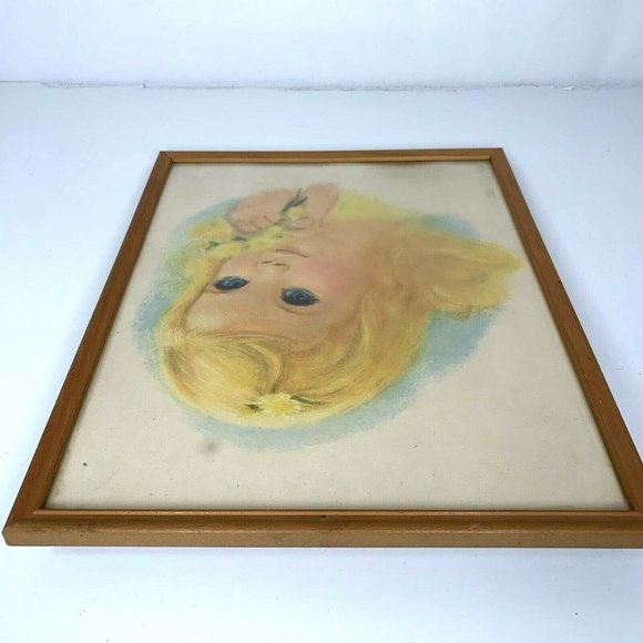 Vintage 1960s Northern Bathroom Toilet Tissue Pale Gold Print Girl Framed - Picture 6 of 10
